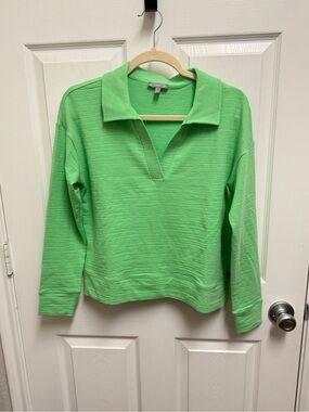 Talbots Green Crewneck Knit Top with UPF Protection